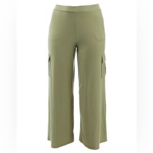 LISA RINNA  COLLECTION Sz M Wide Leg Cargo Pull On Slinky Jersey Knit Pants